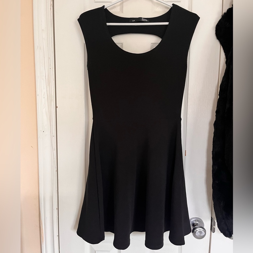 Black Skater Dress with Back Cutout
